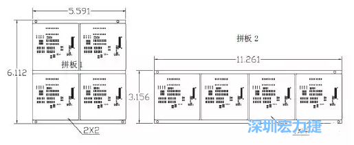 如圖9所示在兩種拼板中PCB單元的排列方式不同。拼板方式是V-CUT。這兩種拼板尺寸有明顯的的差異，將導(dǎo)致各自所需的生產(chǎn)拼板尺寸改變-深圳宏力捷