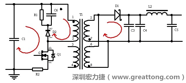 元件布局的時(shí)候，要優(yōu)先考慮高頻脈沖電流和大電流的環(huán)路面積，盡可能地減小,以抑制開關(guān)電源的輻射干擾