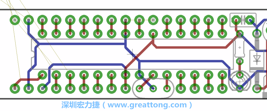 如果可以的話盡量讓接地線保持在電路板的背面，這樣它們就可以在可能范圍內(nèi)和最大的接地面連結(jié)在一起。