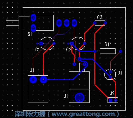 圖5 使用雙面板做自動布線