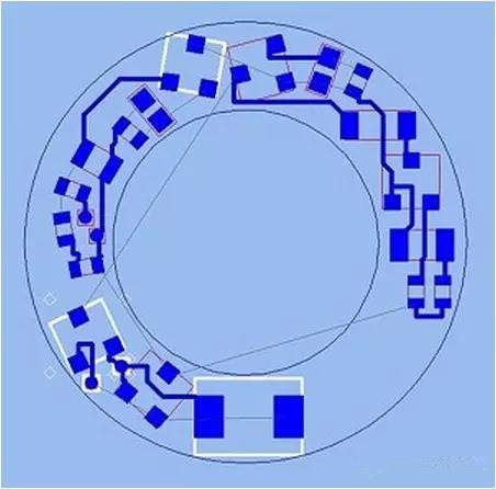 (b)基于最佳形狀的自動(dòng)布線器(完成了56.3%的導(dǎo)線布線)；